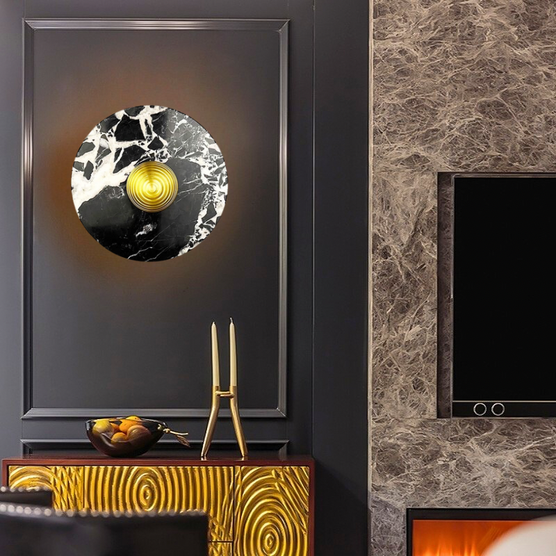 Настінний світильник Disko marble black D200 Led 4.5W 4000K Gold + Black 250218-200001484