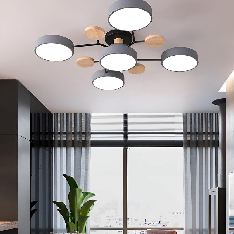 Стельові світильники Wooden ceiling 4+1 D760 Led 60W 4000K Gray / Green 231010-200000436