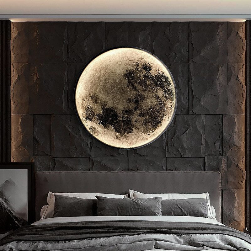 Настінний світильник Natural Moon D800 Led 38W 3000K 4000K 6000K Black 240110-200000701