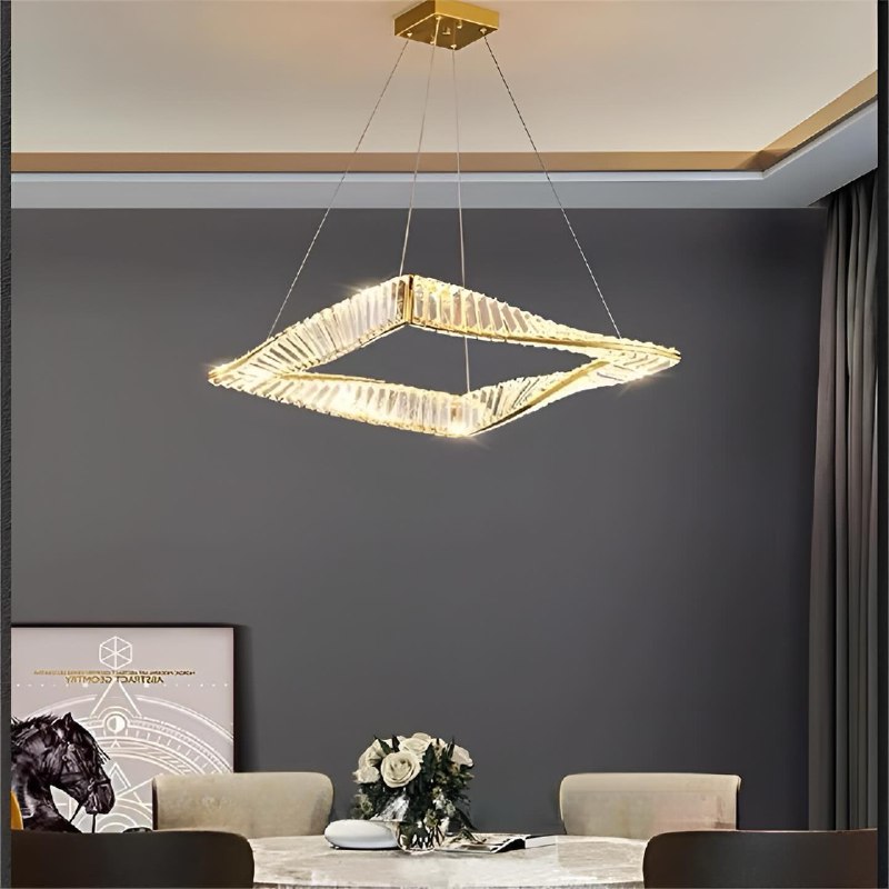 Підвісний світильник Crystal Square D500 Led 50W 3000K 4500K 6000K Gold 231018-200000459