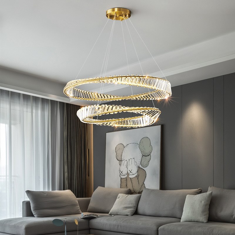 Підвісний світильник Double Wavy Circles Glass L620 Led-модуль D600 Gold 240488-200000825