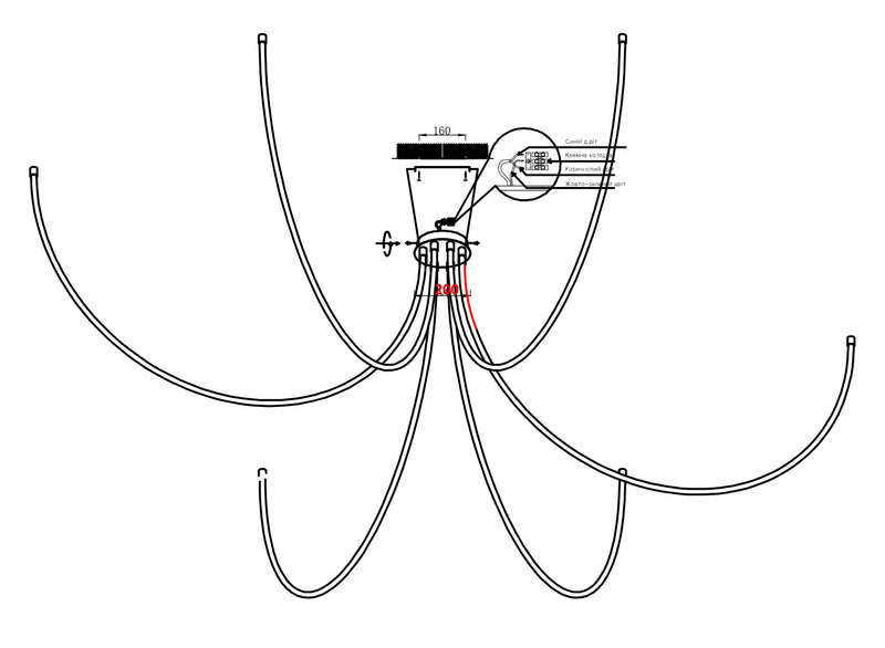 Стельовий світильник Rope D350 Led 120W 4000K Gold 241036-200001115