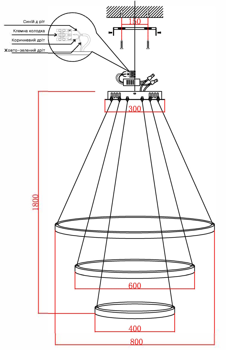 Підвісні світильники Rim D800 Led 102W 4000K Black / White / Chrome 241036-200001148