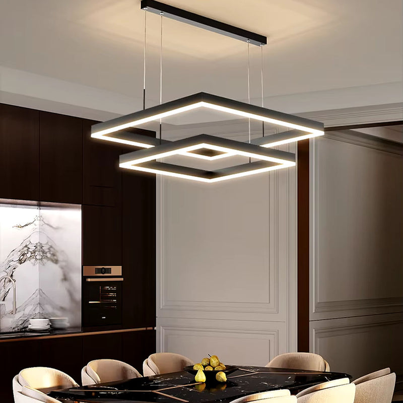 Підвісний світильник Square D600 + D400 Led 60W 3000K 4000K 6000K Black 250218-200001512