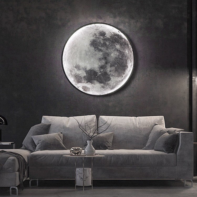 Настінний світильник Natural Moon D800 Led 38W 3000K 4000K 6000K Black 240110-200000701