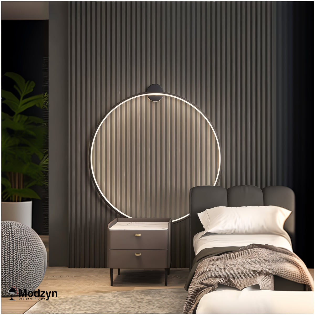 Настінний Світильник Round Led Black D-1000 Modzyn Design 250914-242387