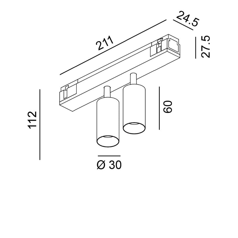 Трековий світильник INLINE TUB Led 2x4.5W Black 3000K 230970-200000331