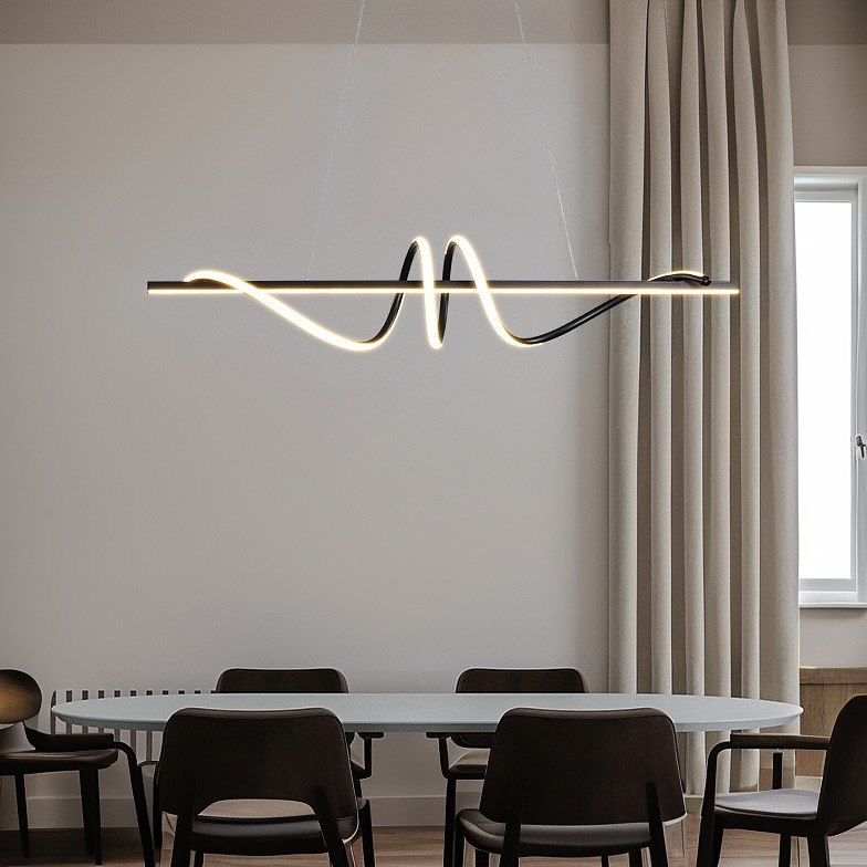 Підвісний світильник Gemo wave 3 led curly L1000 Led 66W 3000K 4000K 6000K Black 250149-200001357