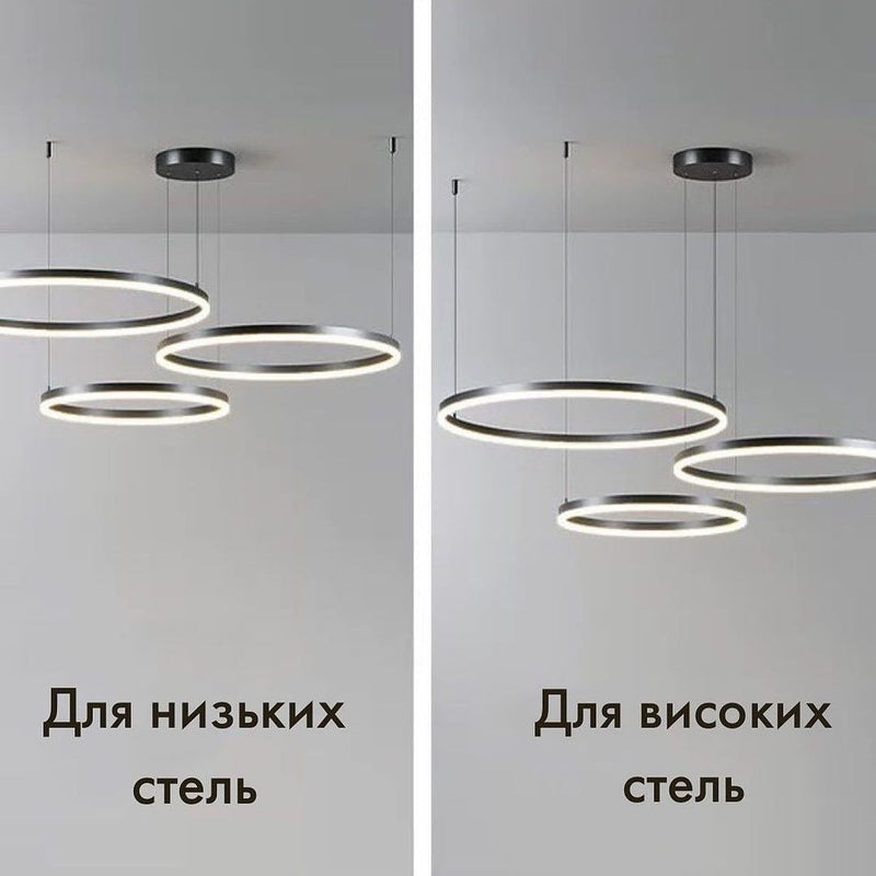 Підвісна люстра Total Rings D1420 Led 112W 3500K Black 230920-200000364