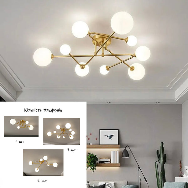 Стельові світильники Cherry lamp H260 Gold + White 4xE27 / 6xE27 / 9xE27 231210-200000609